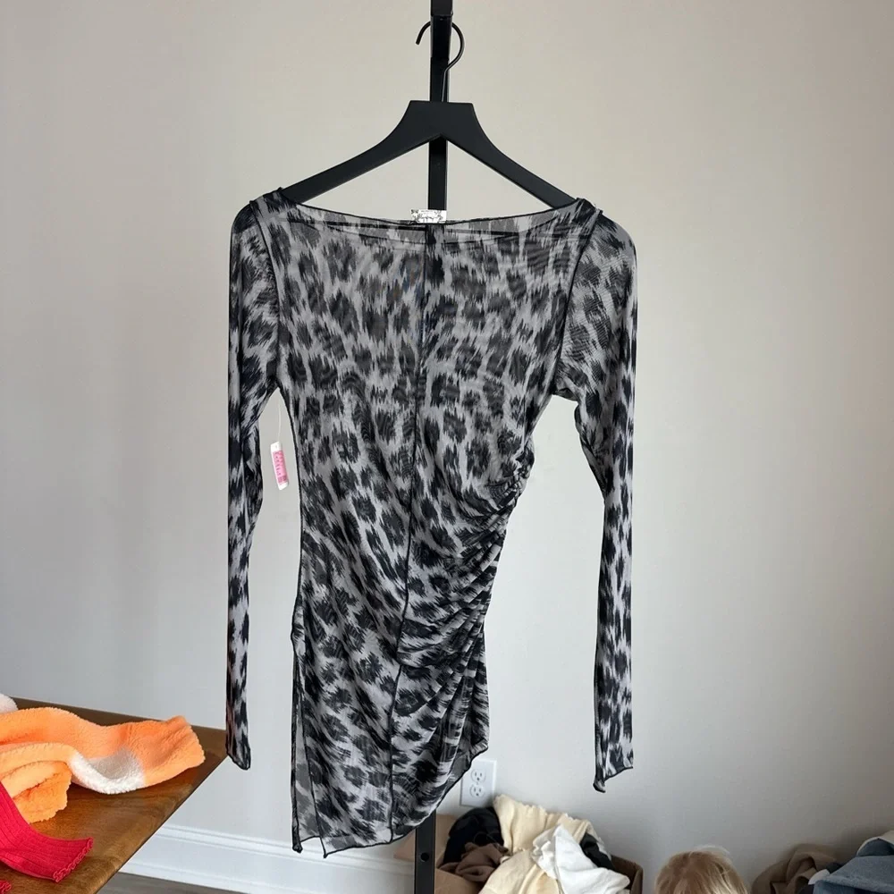 Free People leopard print mesh top size small - Picture 3 of 3